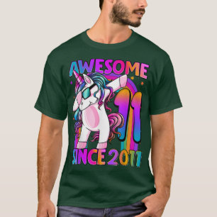 11 Year Old Unicorn Dabbing 11th Birthday Girl Uni T-Shirt