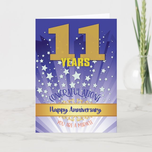11 Year Recovery Anniversary Bold Numeral Card (Front)