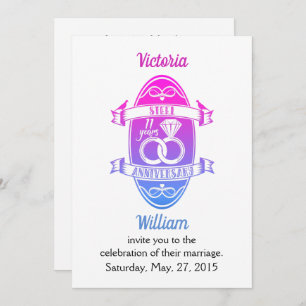 11 Year traditional Steel 11th wedding anniversary Invitation