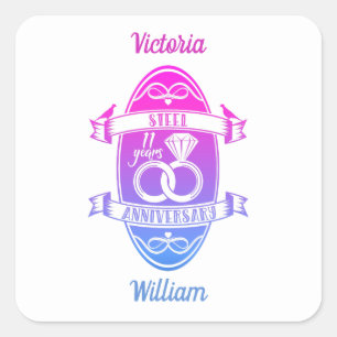 11 Year traditional Steel 11th wedding anniversary Square Sticker