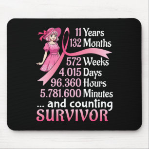 11 Years 132 Months And Counting Breast Cancer Sur Mouse Pad