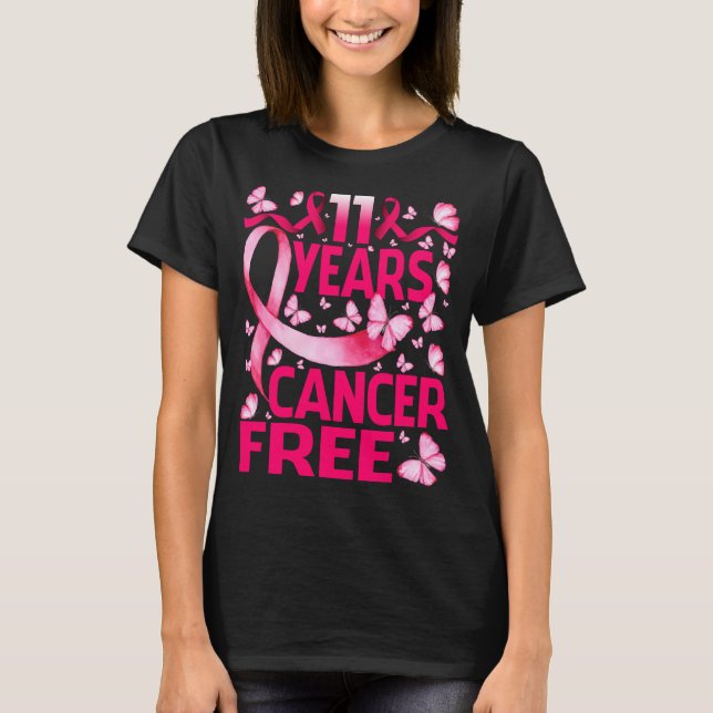 11 Years Breast Cancer Free Survivor Butterfly T-Shirt (Front)
