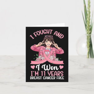 11 Years Breast Cancer Survivor Victory Pink Girl Card