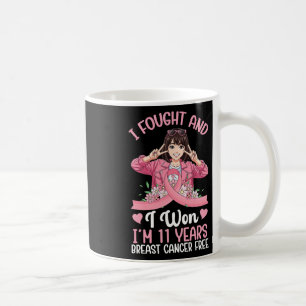 11 Years Breast Cancer Survivor Victory Pink Girl Coffee Mug