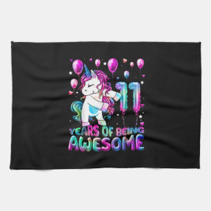 11 Years Of Being Awesome 11th Birthday Girl Unico Tea Towel
