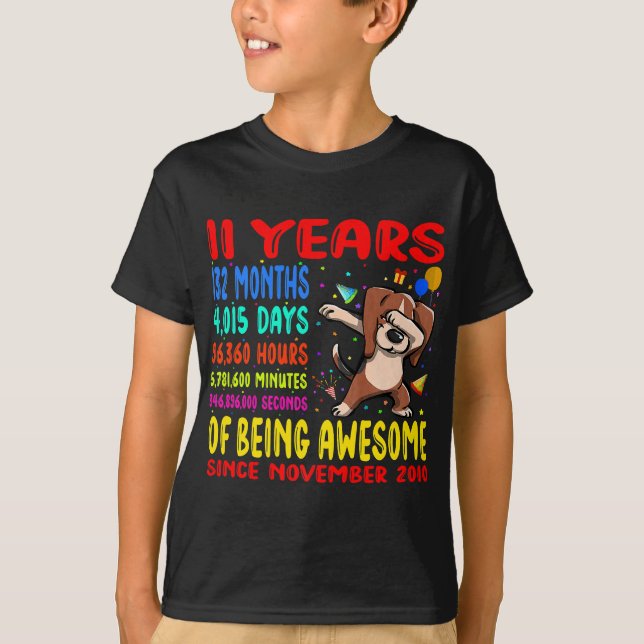 11 Years Of Being Awesome 11th Birthday Kids T-Shirt (Front)