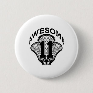 11 Years Of Being Awesome Lacrosse 11th Birthday 6 Cm Round Badge
