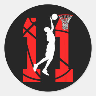 11 years Old 11th Birthday Boy Basketball lovers  Classic Round Sticker