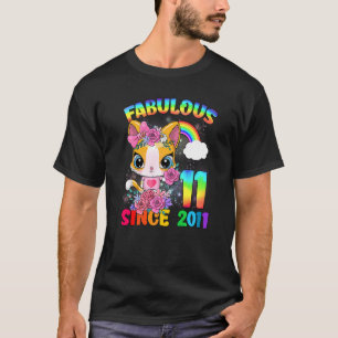 11 Years Old 11th Birthday Cute Cat Girl Fabulous T-Shirt