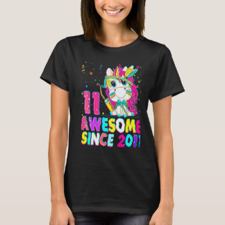 11 Years Old 11th Birthday Unicorn Girl Awesome Si T-Shirt