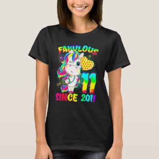 11 Years Old 11th Birthday Unicorn Girl Fabulous S T-Shirt