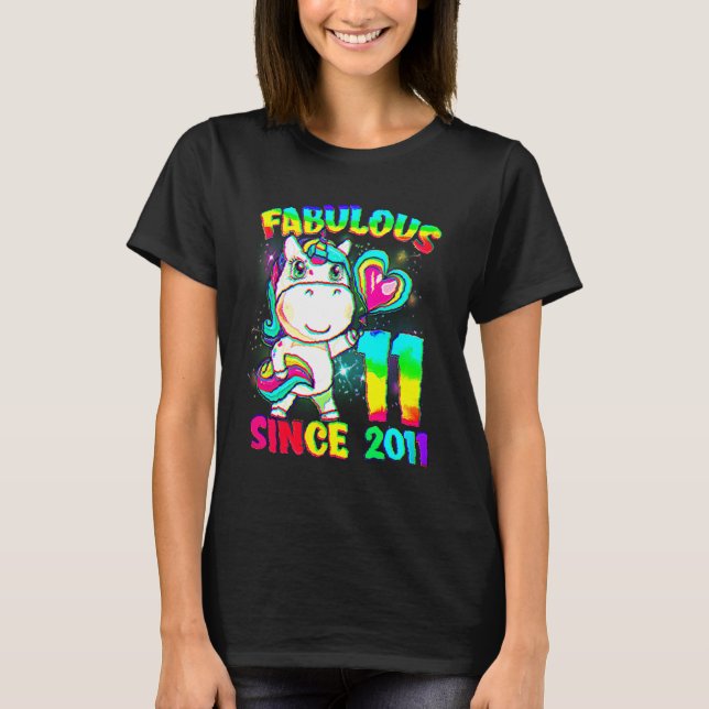 11 Years Old 11th Birthday Unicorn Girl Fabulous S T-Shirt (Front)