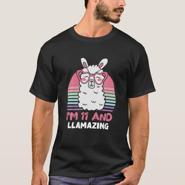 11 Years Old Bday Llamazing Alpaca Llama 11Th Birt T-Shirt (Front)