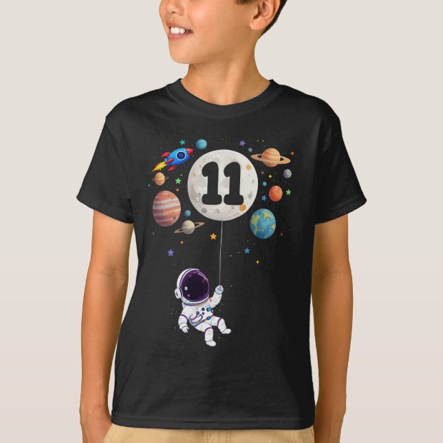11 Years Old Birthday Astronaut 11th Birthday  T-Shirt (Front)