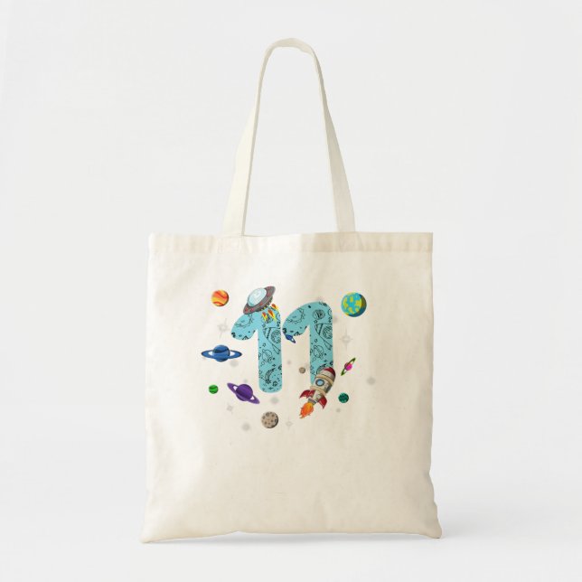 11 Years Old Birthday Boy Gifts Space 11th Birthda Tote Bag (Front)