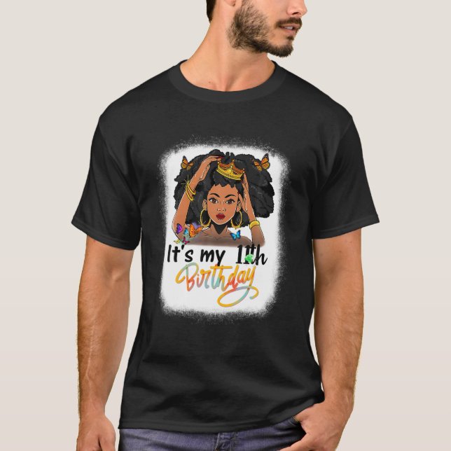 11 Years Old Black Melanin Women Girl It's My 11Th T-Shirt (Front)