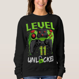 11 Years Old Gamer Boy Birthday Level 11 Unlocked Sweatshirt