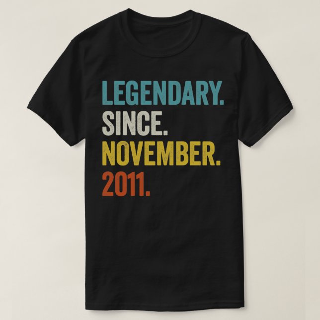 11 Years Old Legendary Since November 2011 11th Bi T-Shirt (Design Front)