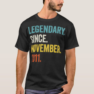 11 Years Old Legendary Since November 2011 11th Bi T-Shirt