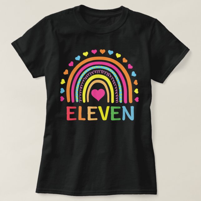 11 Years Old Rainbow 11th Birthday Gift For Girls  T-Shirt (Design Front)