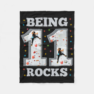 11 Years Old Rock Climbing 11th Birthday Adventure Fleece Blanket