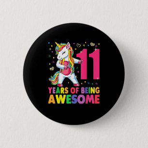 11 Years Old Unicorn Flossing 11th Birthday Girl U 6 Cm Round Badge