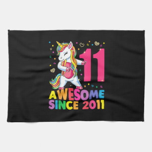 11 Years Old Unicorn Flossing 11th Birthday Girl U Tea Towel