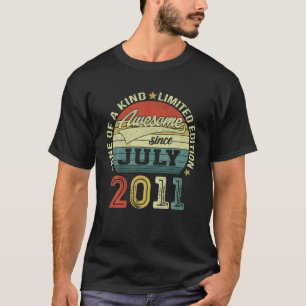 11 Yr Old Birthday Awesome Since July 2011 11Th Bi T-Shirt