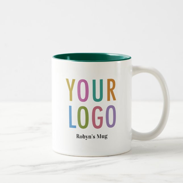 11oz Green Inner Coffee Mug with Name Company Logo (Right)