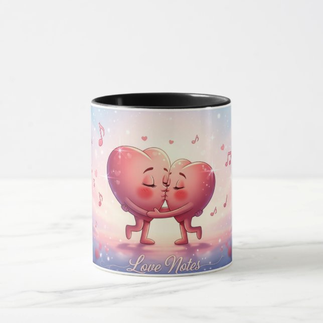 11oz Mug Kissing Hearts “Love Notes” Cute mug (Center)