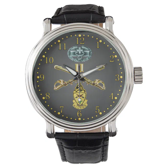 11th ACR Crossed Rifles, CMB and Unit Crest Watch | Zazzle