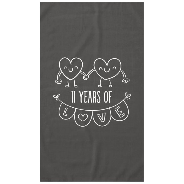 11th Anniversary Gift Chalk Hearts Tablecloth (Front)