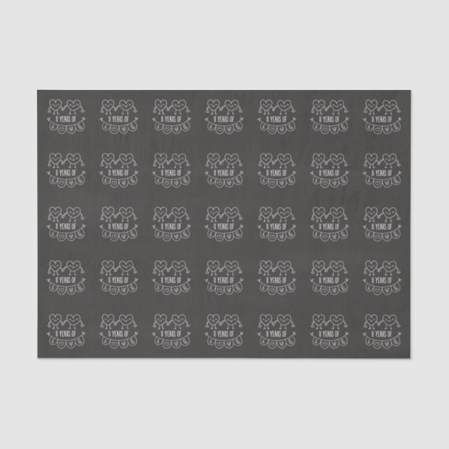 11th Anniversary Gift Chalk Hearts Tissue Paper (Front)