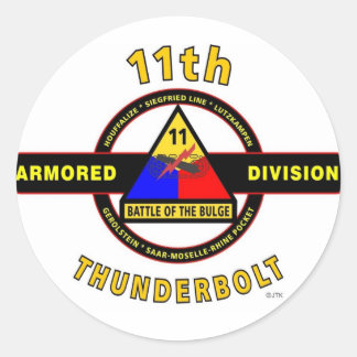 11TH ARMORED DIVISION "THUNDERBOLT" CLASSIC ROUND STICKER