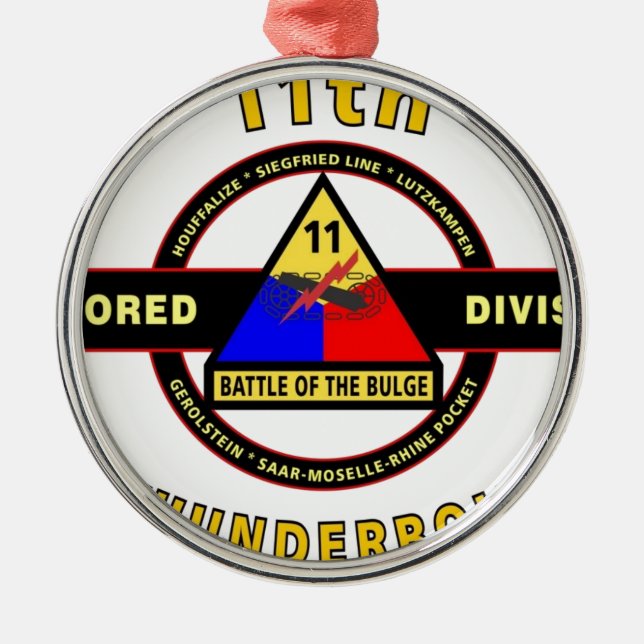 11TH ARMORED DIVISION "THUNDERBOLT" METAL TREE DECORATION (Front)