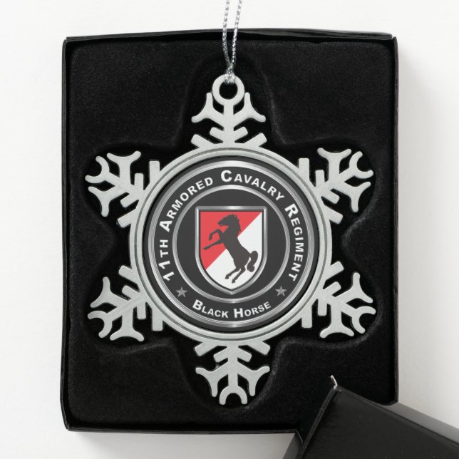 11th Armoured Cavalry Regiment  Snowflake Pewter Christmas Ornament (Box)