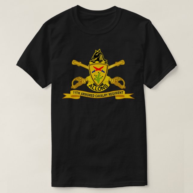 11th Armoured Cavalry Regiment w Br Ribbon T-Shirt (Design Front)