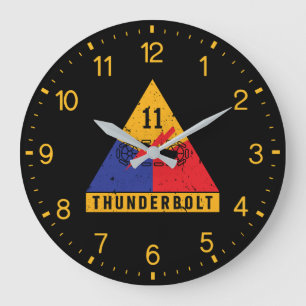 11th Armoured "Thunderbolt" Division Distressed Large Clock