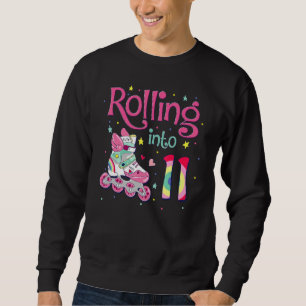 11th Bday Rolling Into 11 Birthday Girl Roller Ska Sweatshirt