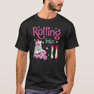 11th Bday Rolling Into 11 Birthday Girl Roller Ska T-Shirt