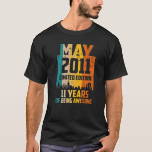 11th Birthday 11 Years Awesome Since May 2011 Vint T-Shirt