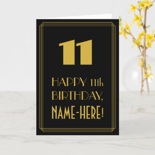 11th Birthday – Art Deco Inspired Look "11" & Name Card