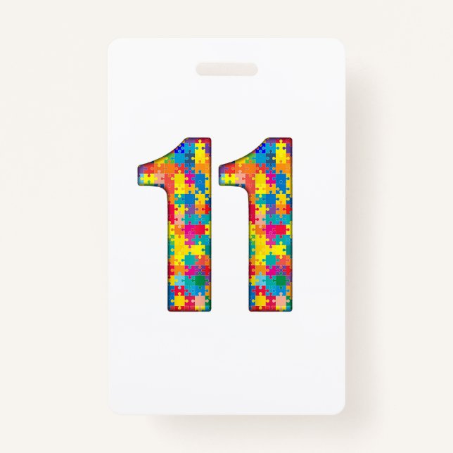 11th Birthday Autism Insert For Boy Girl ID Badge (Front)