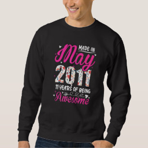 11th Birthday Awesome Since May 2011 Floral Sweatshirt