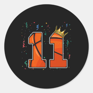 11th Birthday Basketball Big Number 11 Year Old Bo Classic Round Sticker