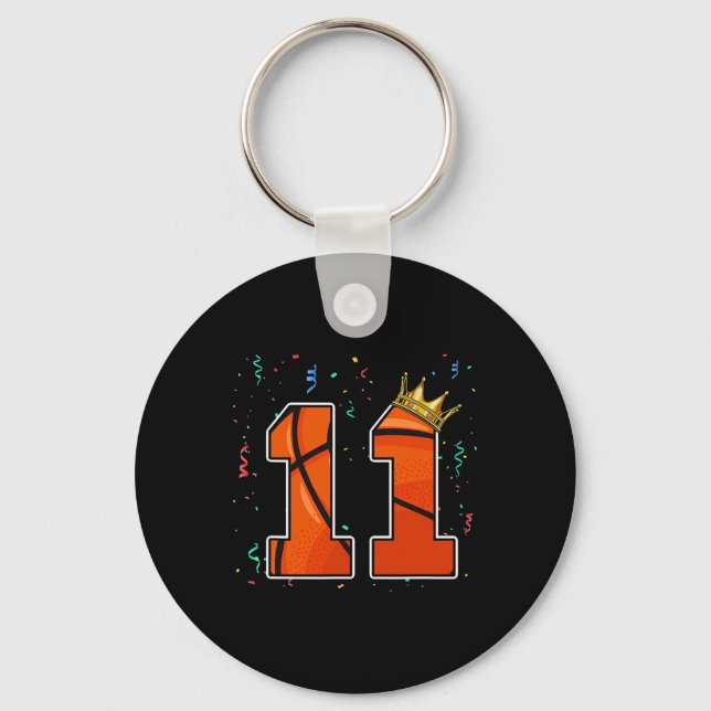11th Birthday Basketball Big Number 11 Year Old Bo Key Ring (Front)