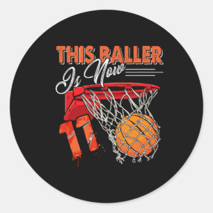 11th Birthday Basketball Fun 11 Years Old Kids Gi Classic Round Sticker