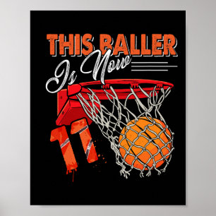 11th Birthday Basketball Fun 11 Years Old Kids Gi Poster