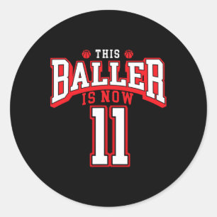 11th Birthday Basketball Lover 11 Years Old Bday  Classic Round Sticker