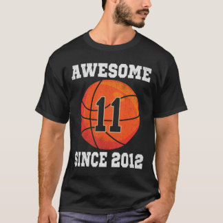 11th Birthday Basketball Lover 11 Years Old Vintag T-Shirt